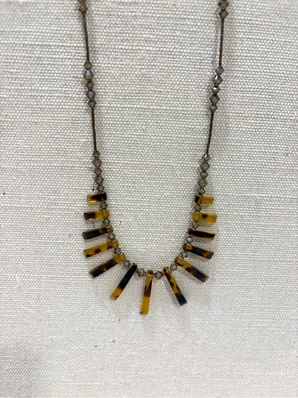 Brand New Handcrafted Artisan Amber Brown Tortoise Statement Necklace